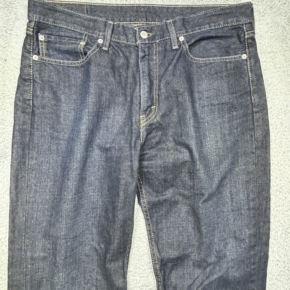 Levi's 514 Jeans Men's 36x30.5 Blue Dark Wash Straight Leg Denim Stretch HEMMED - Picture 7 of 12